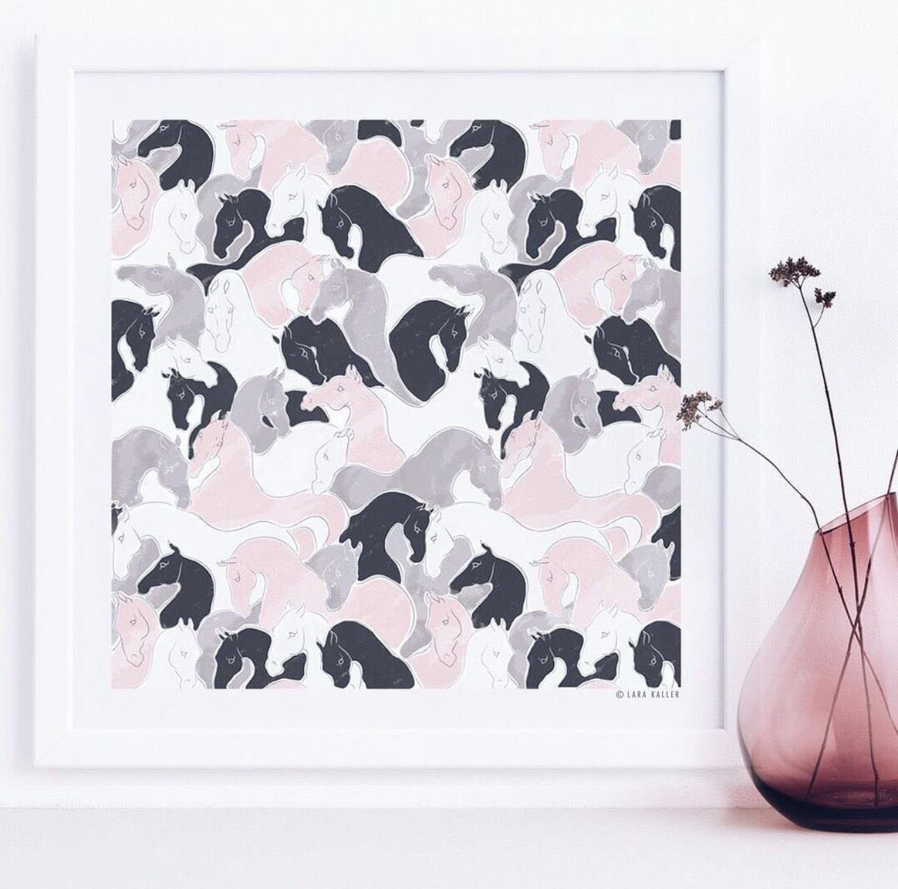 Art Print - Herd - Dusty Pink & Grey