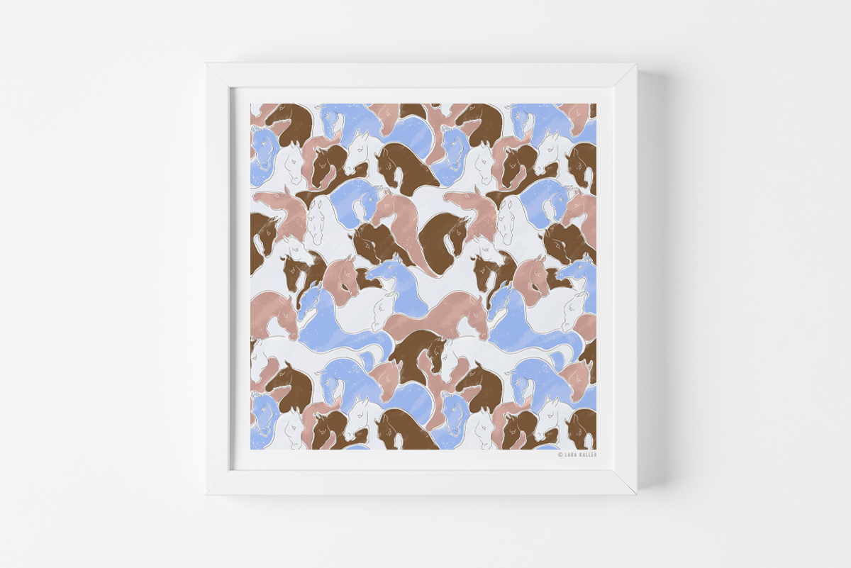 Art Print - Herd - Cornflower Blue & Sienna