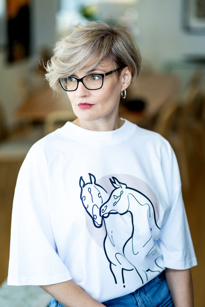 Unisex organic oversized high neck t-shirt