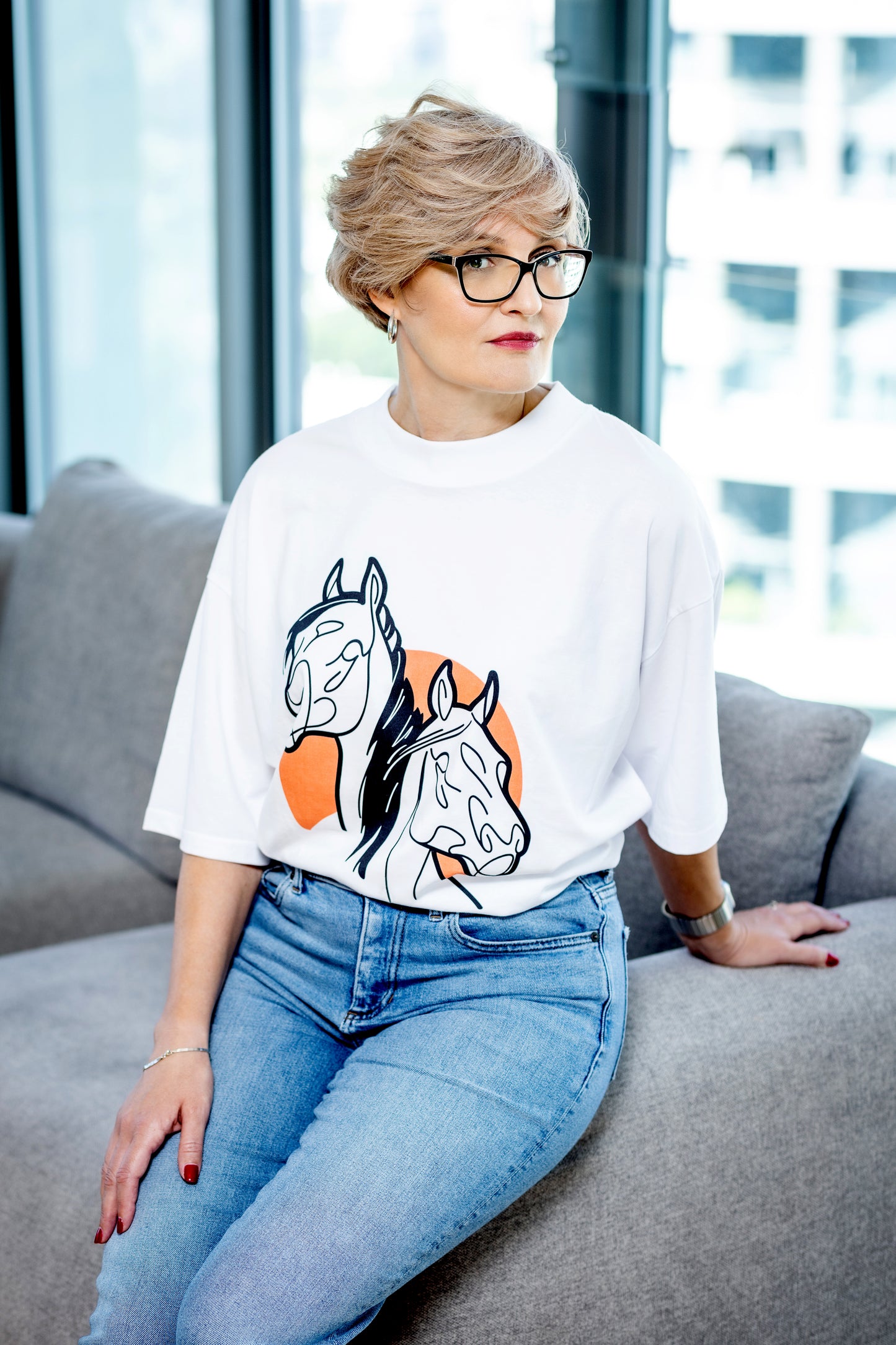 Unisex organic oversized high neck t-shirt