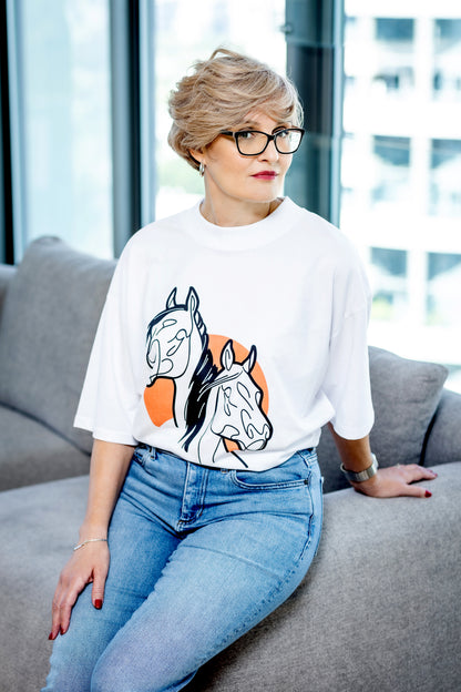 Unisex organic oversized high neck t-shirt